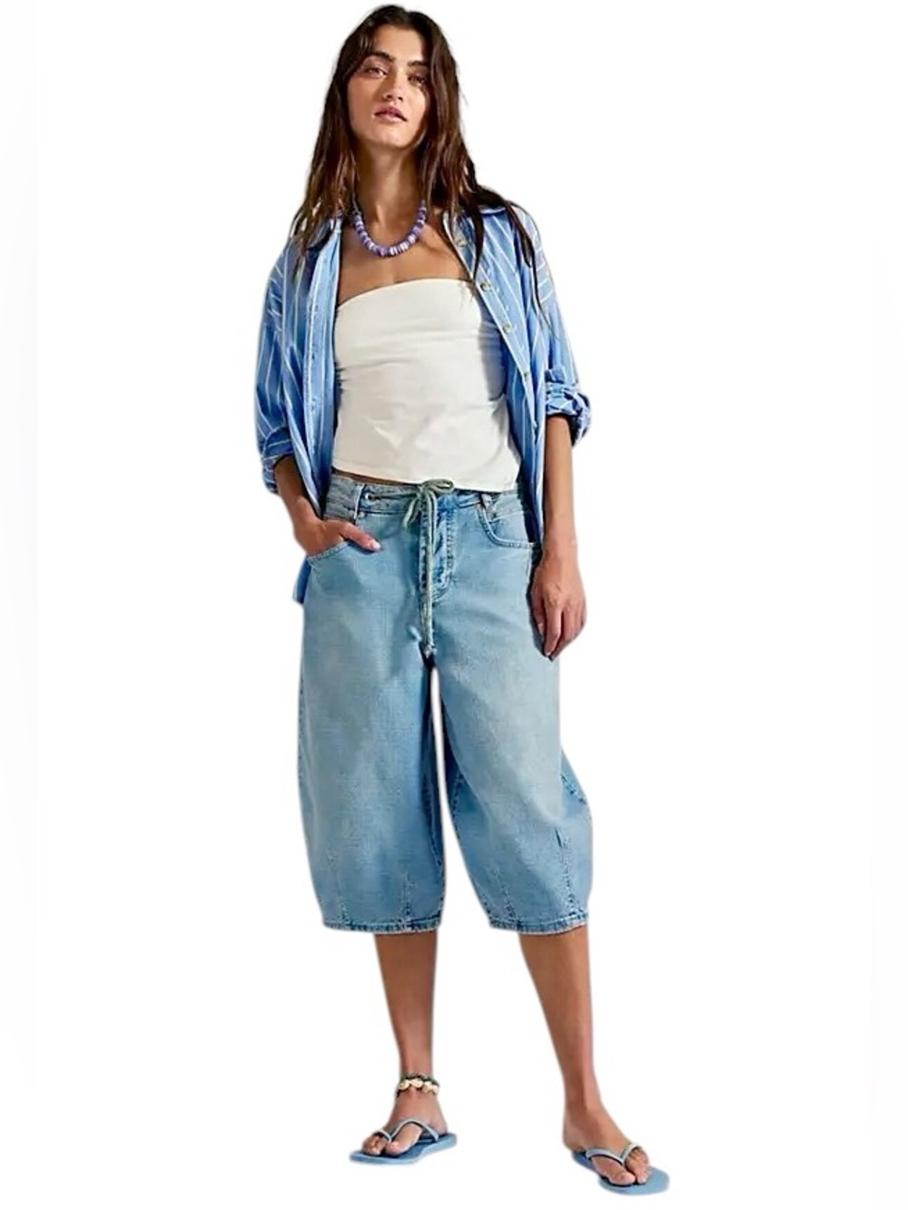 NWT Free People x We The Free Amanda Cropped Barrel Denim Jeans in Amor Waist - Picture 4 of 11